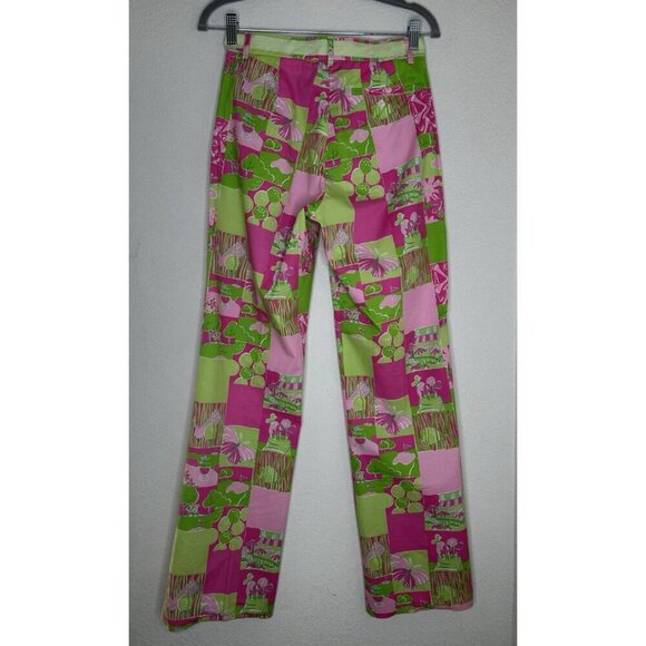 Vintage Lilly Pulitzer Golf Pants Size 0 Pink Green Retro White Label Patchwork - Picture 2 of 14